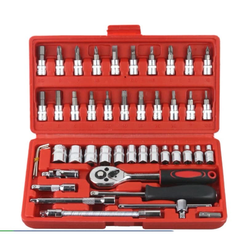 Kit De Ferramentas 46/40Peças Jogo De Soquetes Chave Catraca Reversível Com Maleta Jogo De Ferramentas Completo