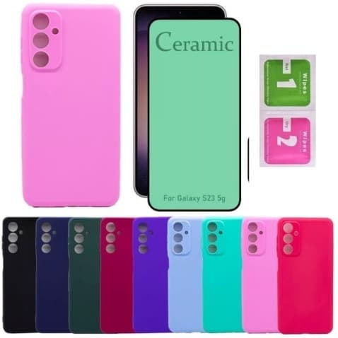 Kit 2 em 1 Samsung A05/A05S/A14/A15/A24/A25/A34/A35/A54/A55/M33  Capa Capinha Colorida Aveludada + Película Cerâmica