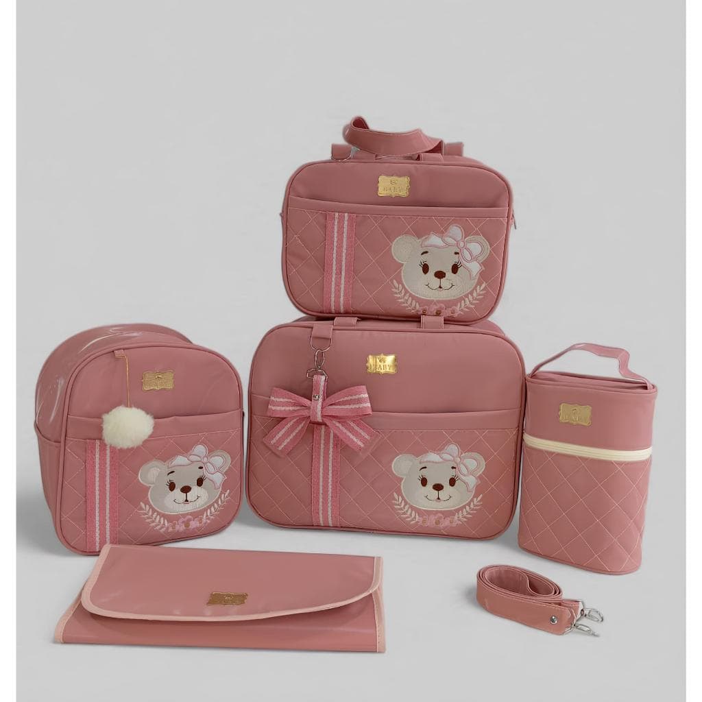 Kit Bolsas Maternidade 05 Peças Kit Urso com Fita Kit luxo Menino-Menina Bolsas Impermeáveis.
