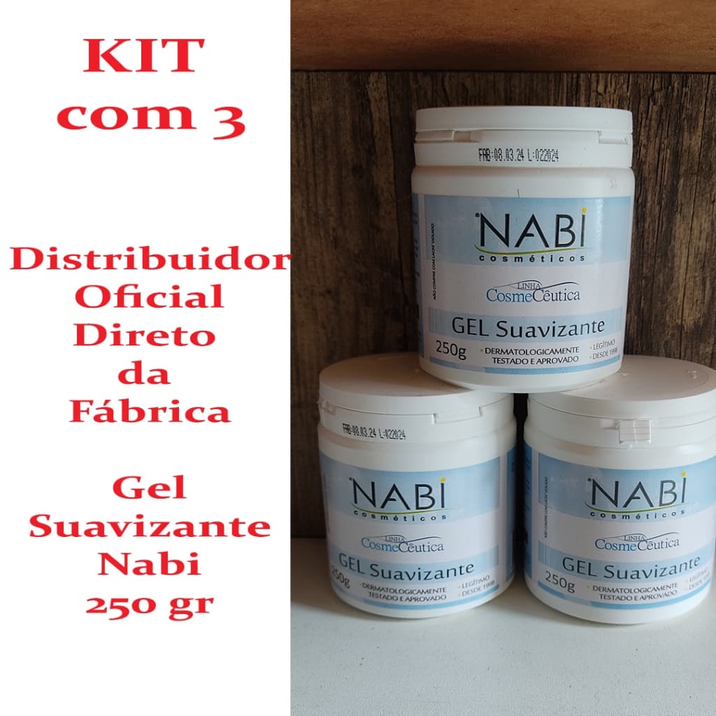 KIT 3 Gel Suavizante Nabi 250g Alívio de Dores Musculares. Garanto recepção. Distribuidor Oficial. Direto da fábrica.