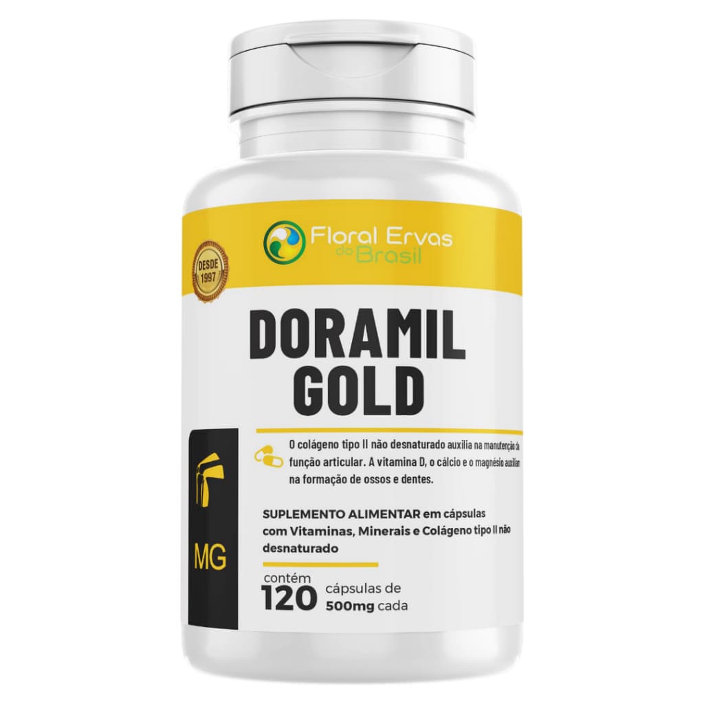 Doramil Gold 120 Cápsulas 400mg Cálcio Magnésio + Colágeno Tipo 2 Vitaminas C K2 e D3