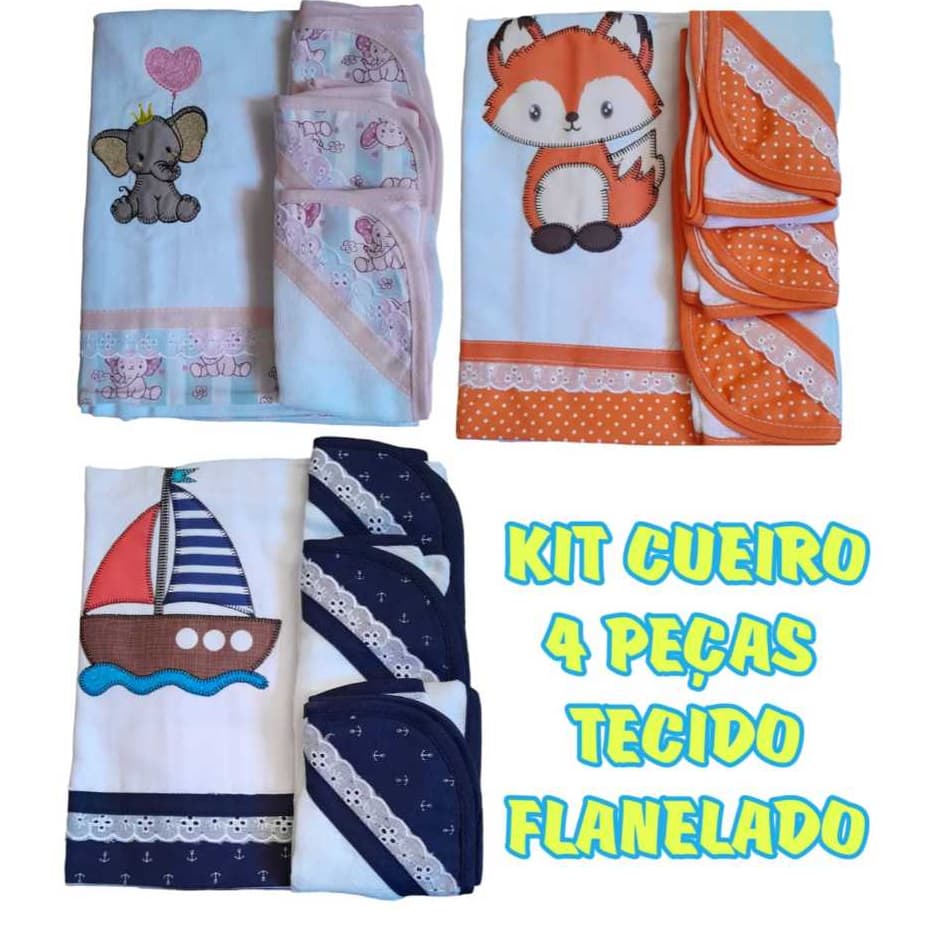 KIT MANTA CUEIRO BEBÊ BORDADO GRANDE + 3 FRALDAS DE BOCA PANO  DUPLO 100%ALGODÃO ENXOVAL BEBÊ