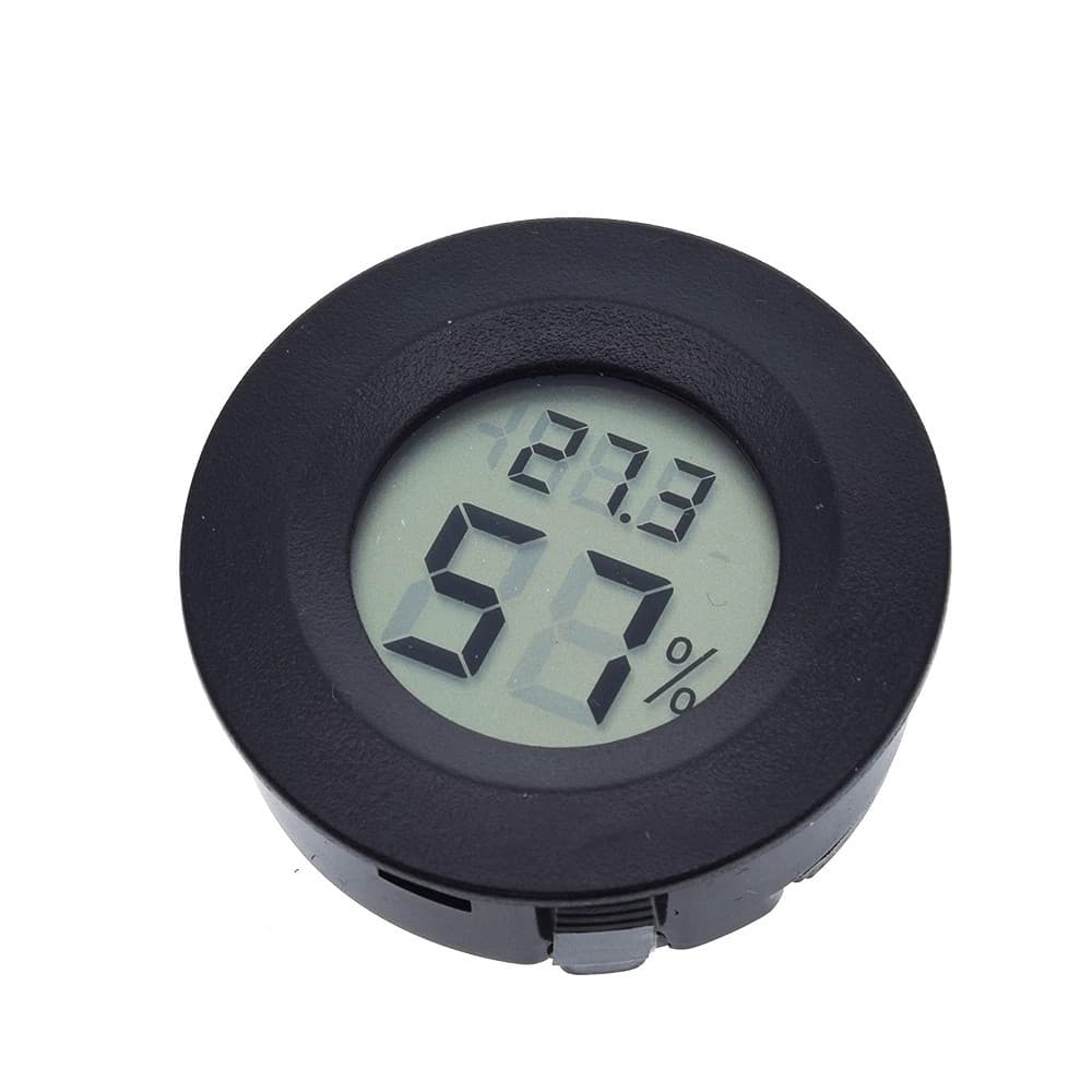 Mini Higrômetro com Termometro Digital Redondo LED com 01 bateria extra