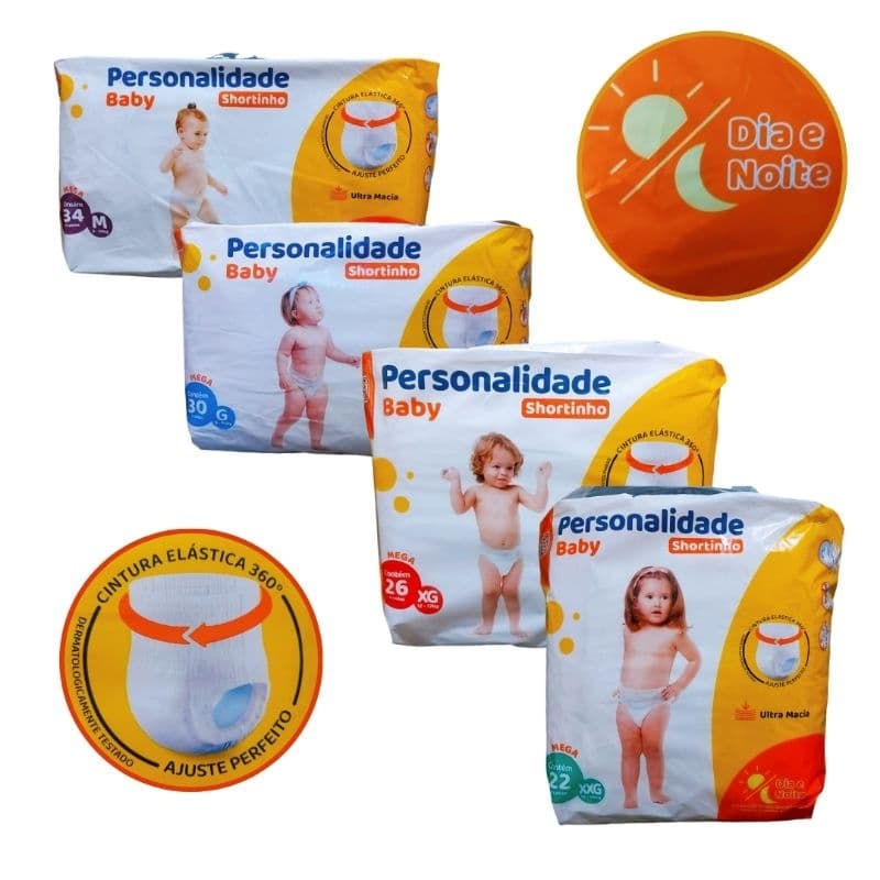 Fralda Shortinho Personalidade Baby Fralda Calça Pants Dia e Noite