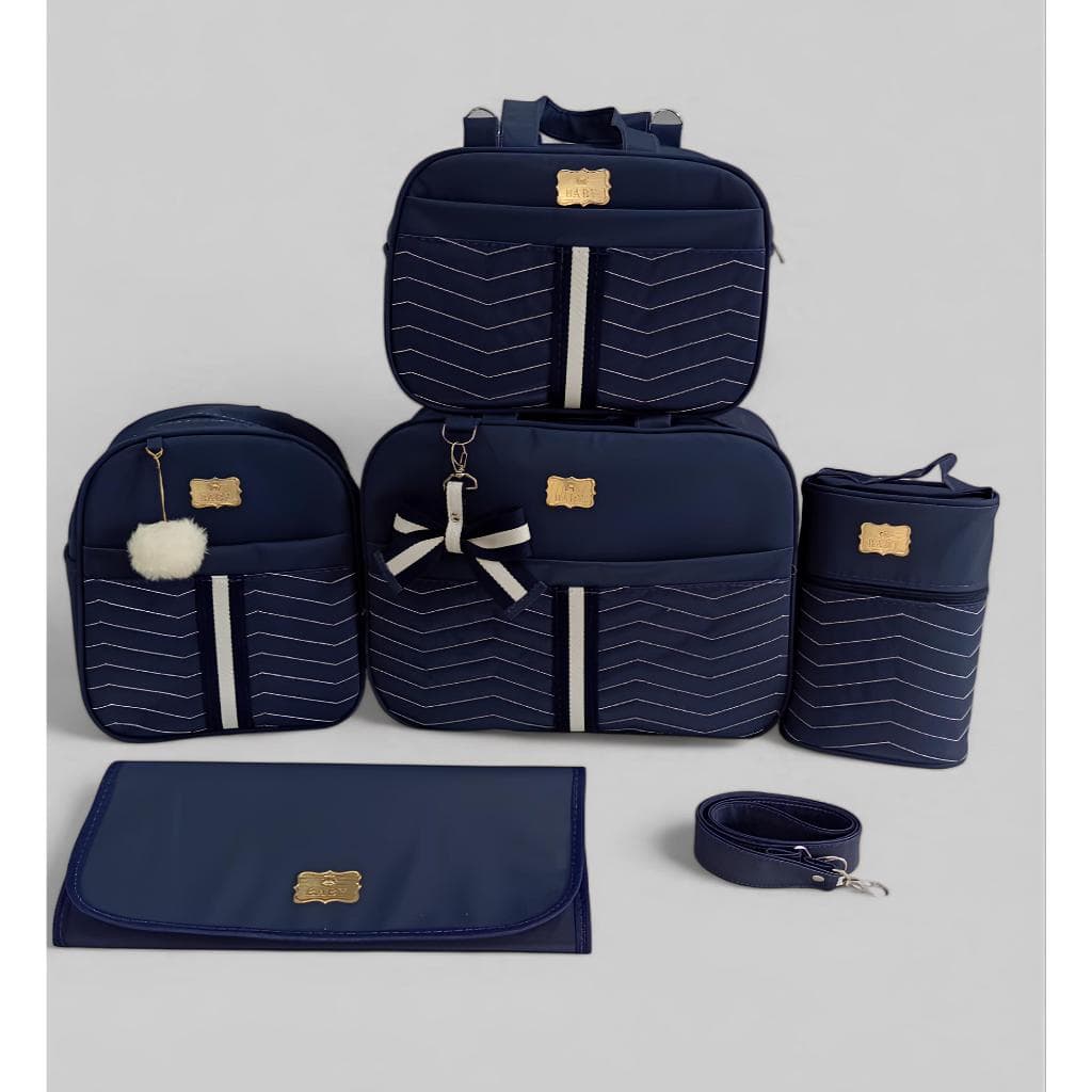 Kit Bolsas Maternidade com Fitas 05 peças Bolsas Menino-Menina Kit Luxo Impermeáveis