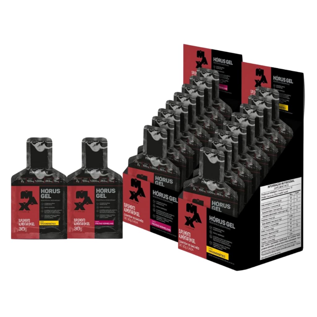 2x Pré Treino Horus Gel - Display com 10 Sachês de 30g - Max Titanium