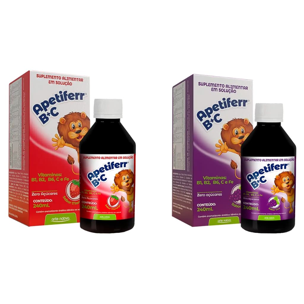 Apetiferr BC Suplemento Infantil Vitamina B e C Para Crianças 240ml Arte Nativa Sabores