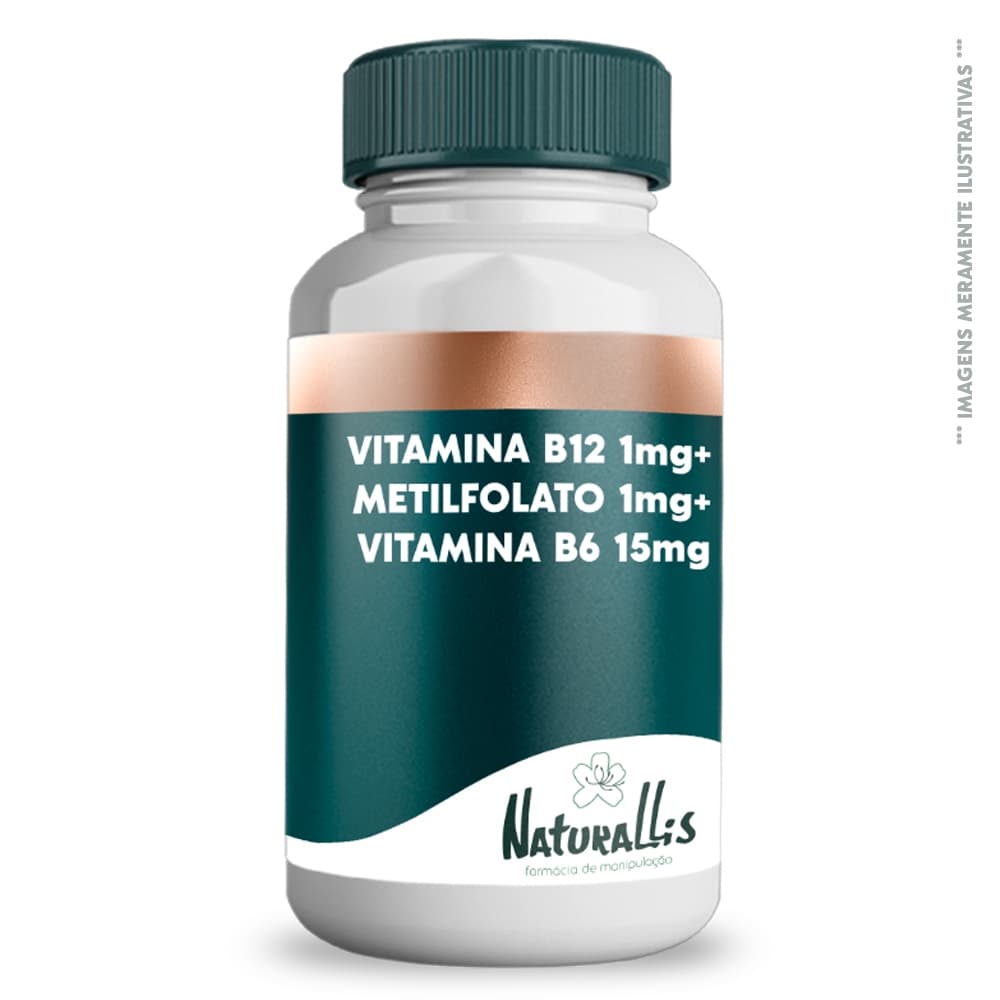 Vitamina B12 1mg (Metilcobalamina) + Metilfolato 1mg + Vitamina B6 15mg (60 ou 120 pastilhas)