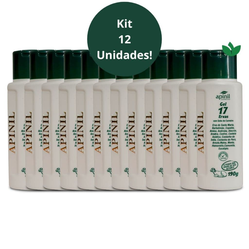 Kit 12 Unidades Gel 17 ERVAS Com Sebo de Carneiro 190g Apinil Cosméticos