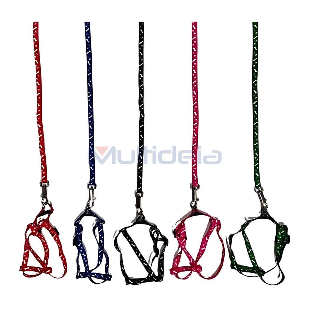 Kit 2 Coleira Multideia Guia Peitoral Para Cachorro Gato Ajustável Pet Cão Pequeno Porte