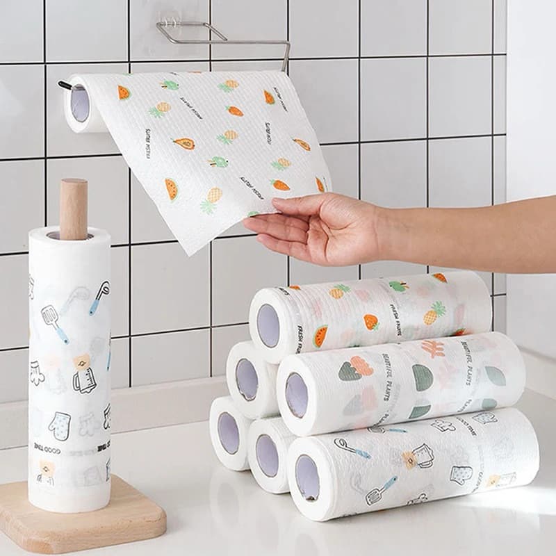 Rolo Pano De Limpeza 50/100peças Reutilizável Absorvente Água Preguiçoso Seco Lavável Toalha De Papel Rag