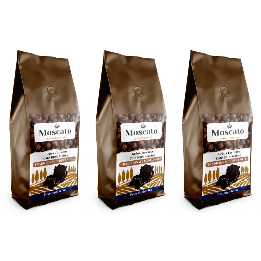 3Kg Café em Grãos Arábica Gourmet Torra Média Tradicional