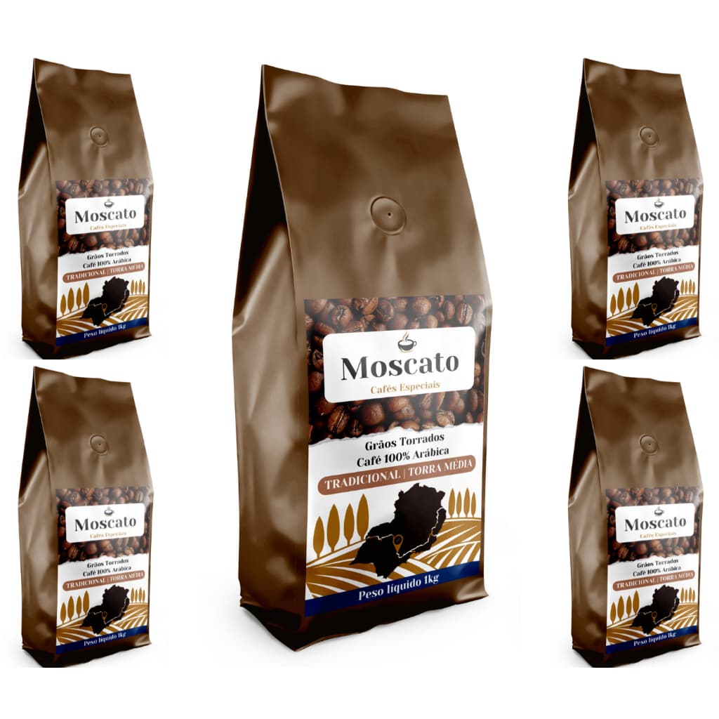 5Kg Café em Grãos Arábica Gourmet Torra Média Tradicional / Café Moscato