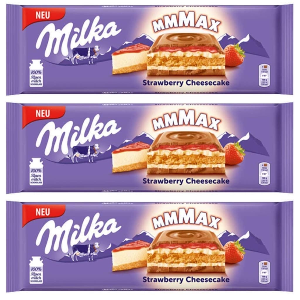 3 Chocolate Milka Strawberry Cheesecake 300g - Importado
