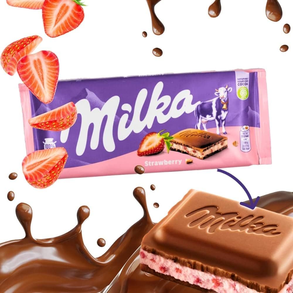 Milka Strawberry - Chocolate Ao Leite & Morango Importado