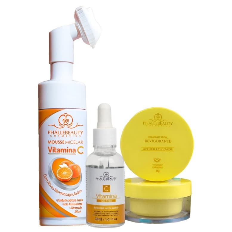 Kit Mousse Vitamina c + Sérum facial Vitamina c + Gel Facial Revigorante