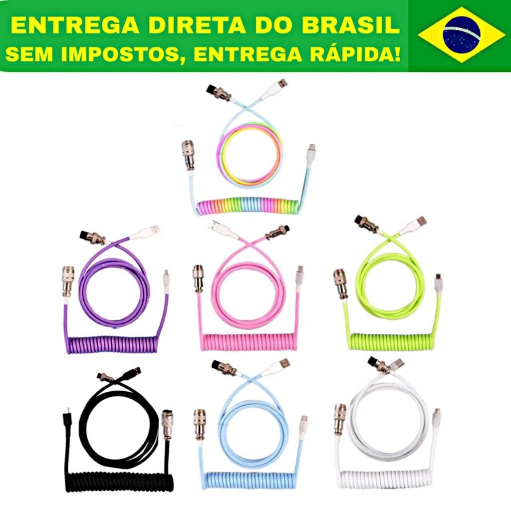 Cabo Coiled para teclado mecânico conector USB Tipo-C Premium
