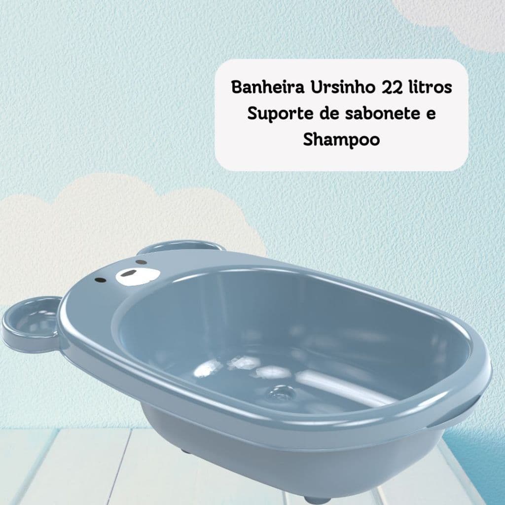 BANHEIRA BEBE URSINHO ROSA E AZUL 22 LITROS