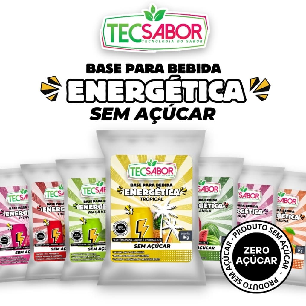 Energético Zero Base em Pó  para Bebida Energética- Produz 20 litros Tecsabor