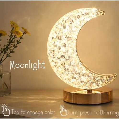 LUMINARIA DE Quarto Crystal Moon Night Light, 3D Estética LED, Touch Dimming, Mesa de cabeceira, Lâmpada Ambiente LED, Quarto das Meninas, Home Decor, USB