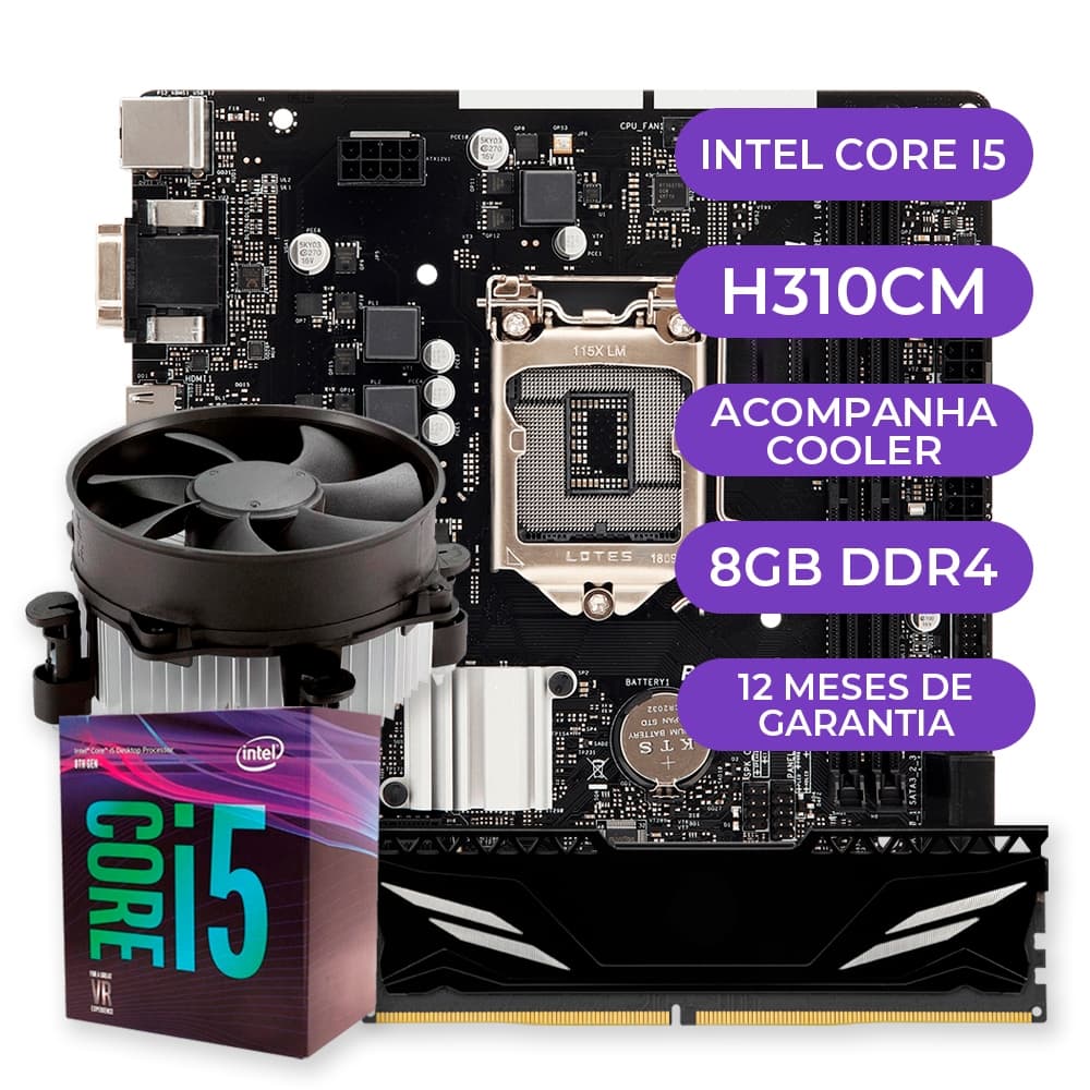 Kit Upgrade Gamer Intel Core I5 8ª Geração + Placa Mãe + 8GB DDR4