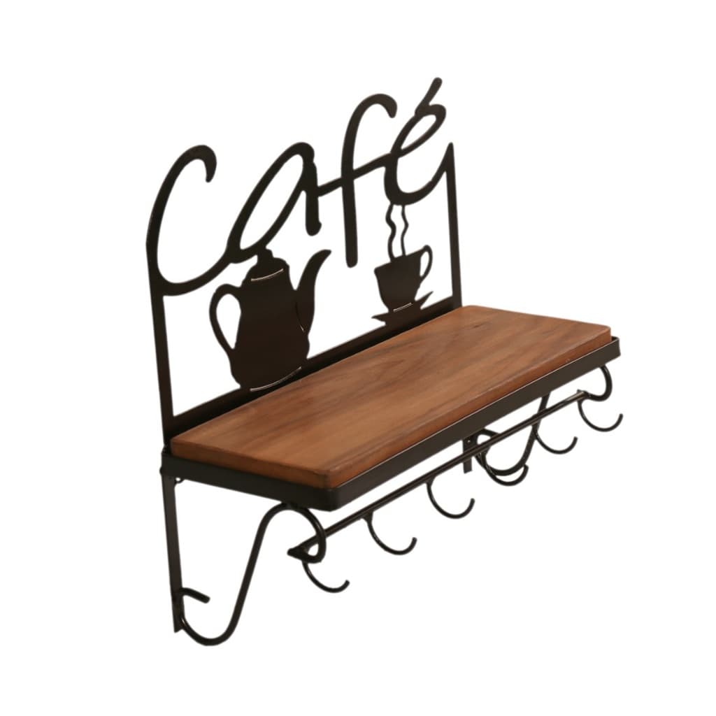 Prateleira Suporte para xícaras parede Rústica Café Em ferro e Madeira cantinho café mineiro cozinha