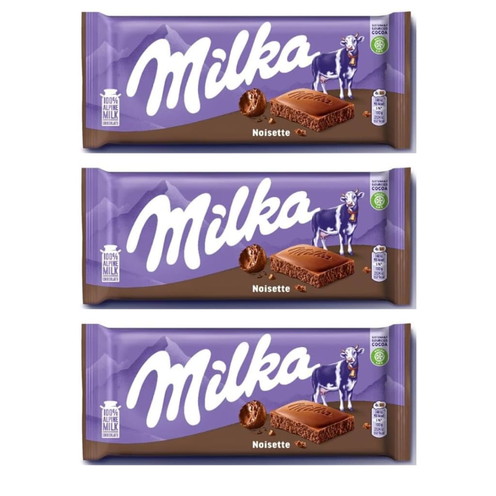 3 Milka Noisette - Chocolate Com Creme De Avelã - Importado