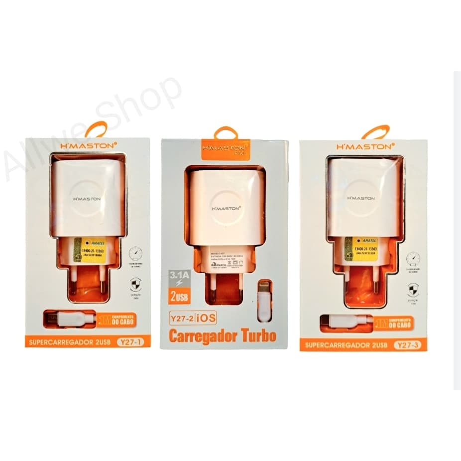 Kit 10 Carregadores Carga Rápida Hmaston  Atacado
