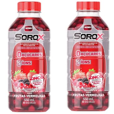 kit 02 Sorox Frutas Vermelhas 550ml - Bebida hidratante de eletrólitos
