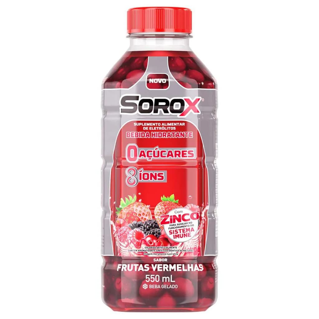 Sorox Sabor Frutas Vermelhas 550ml Bebida Hidratante Eletrólitos