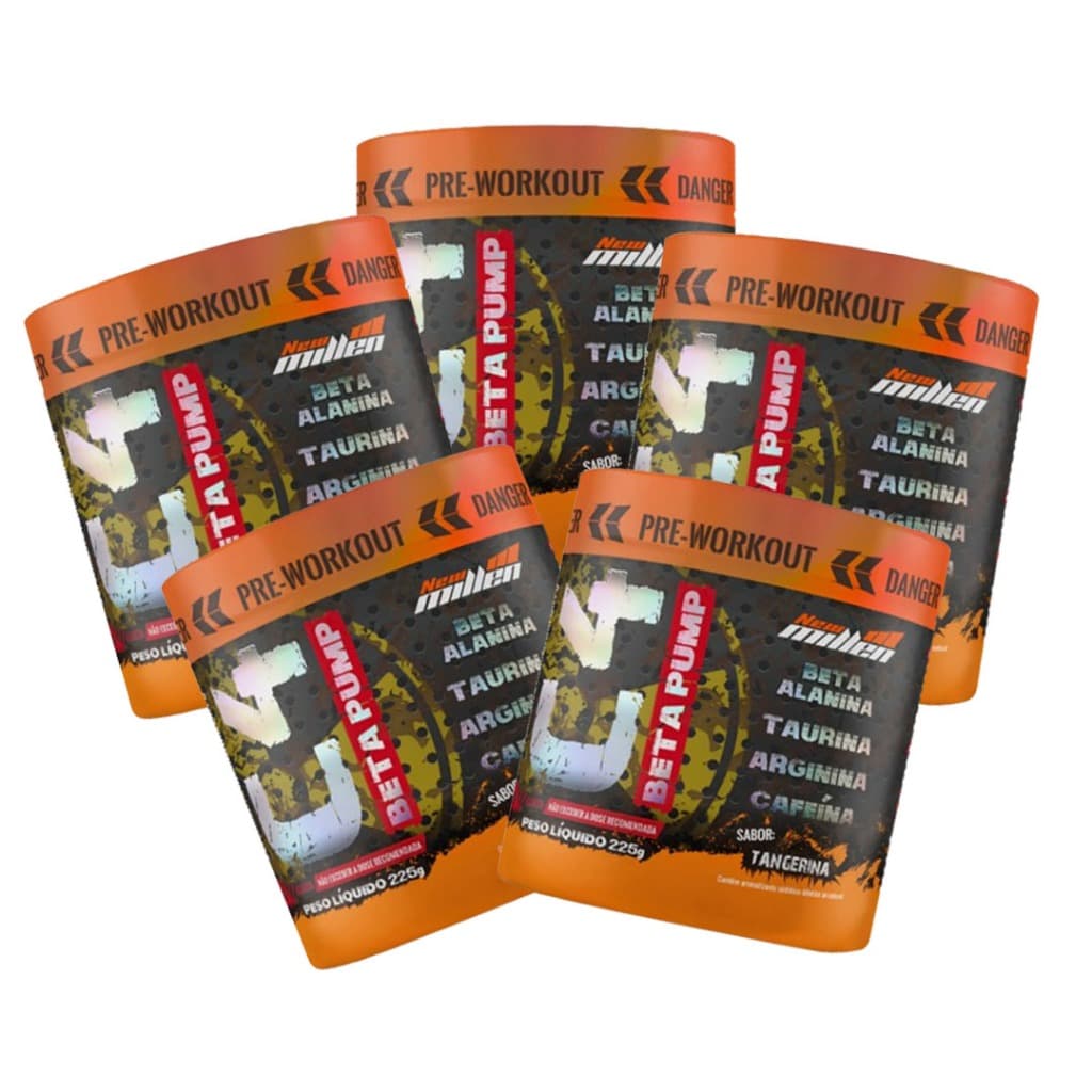COMBO COM 5 POTES DE PRÉ TREINO C4 BETA PUMP EXTREME PRE WORKOUT NEW MILLEN 225G