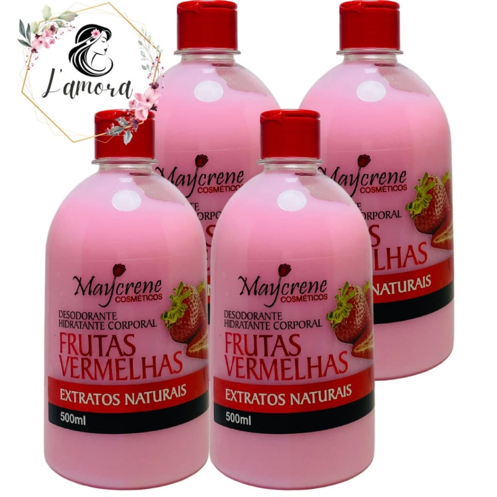 kit 4 Hidratante Corporal de Frutas Vermelhas 500ml maycrene