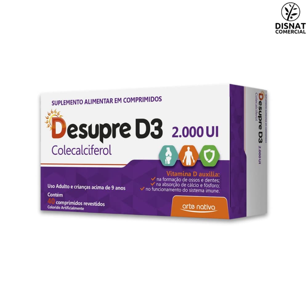 Vitamina D Desupre D3 2.000UI Colecalciferol 40 Comprimidos - Arte Nativa