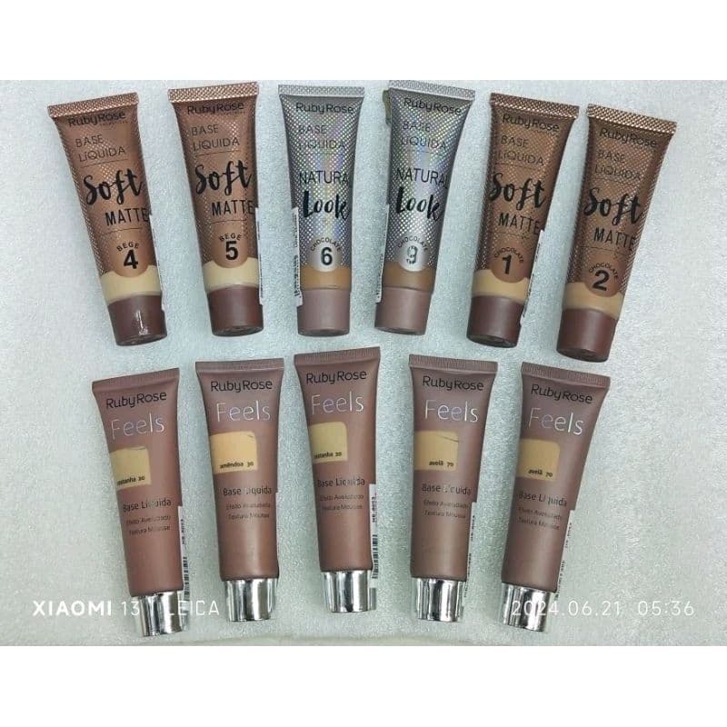 Base Liquida Matte Soft Ruby Rose Para Maquiagem Tom Bege e Chocolate Original Pronta Entrega