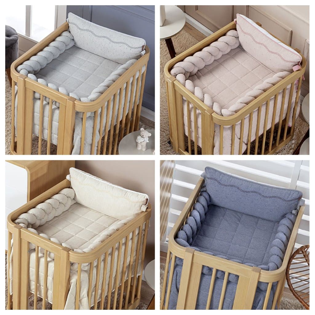 Enxoval Mini Berço Em Linho 100% Algodão Completo Kit 6 Peças Bebê Menino Menina Batistela Baby