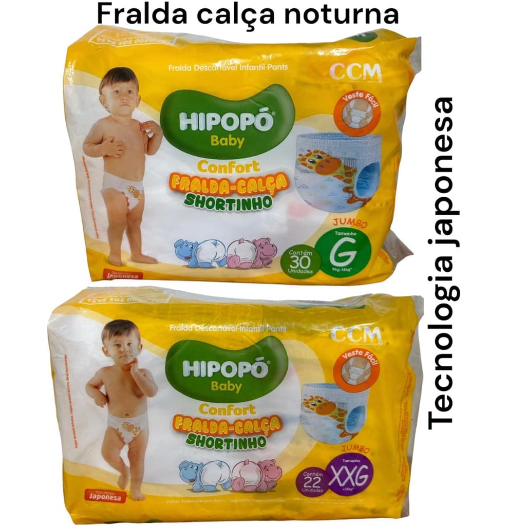 Fralda Calça Hipopó Confort Shortinho NOTURNO -1 Pacote