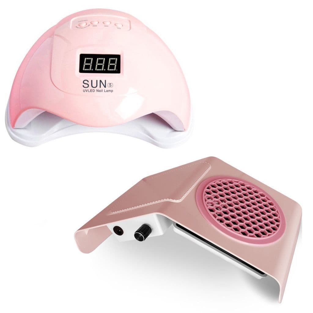 kit Manicure  Alongamento Cabine de Unha gel Sun 5 48w  + Aspirador Coletor de Pó Sugador1  Cooler