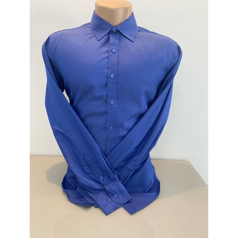 Camisa Social Masculina - 65% Poliéster, 35% Algodão, Camisa Masculina Slim Fit Estampada