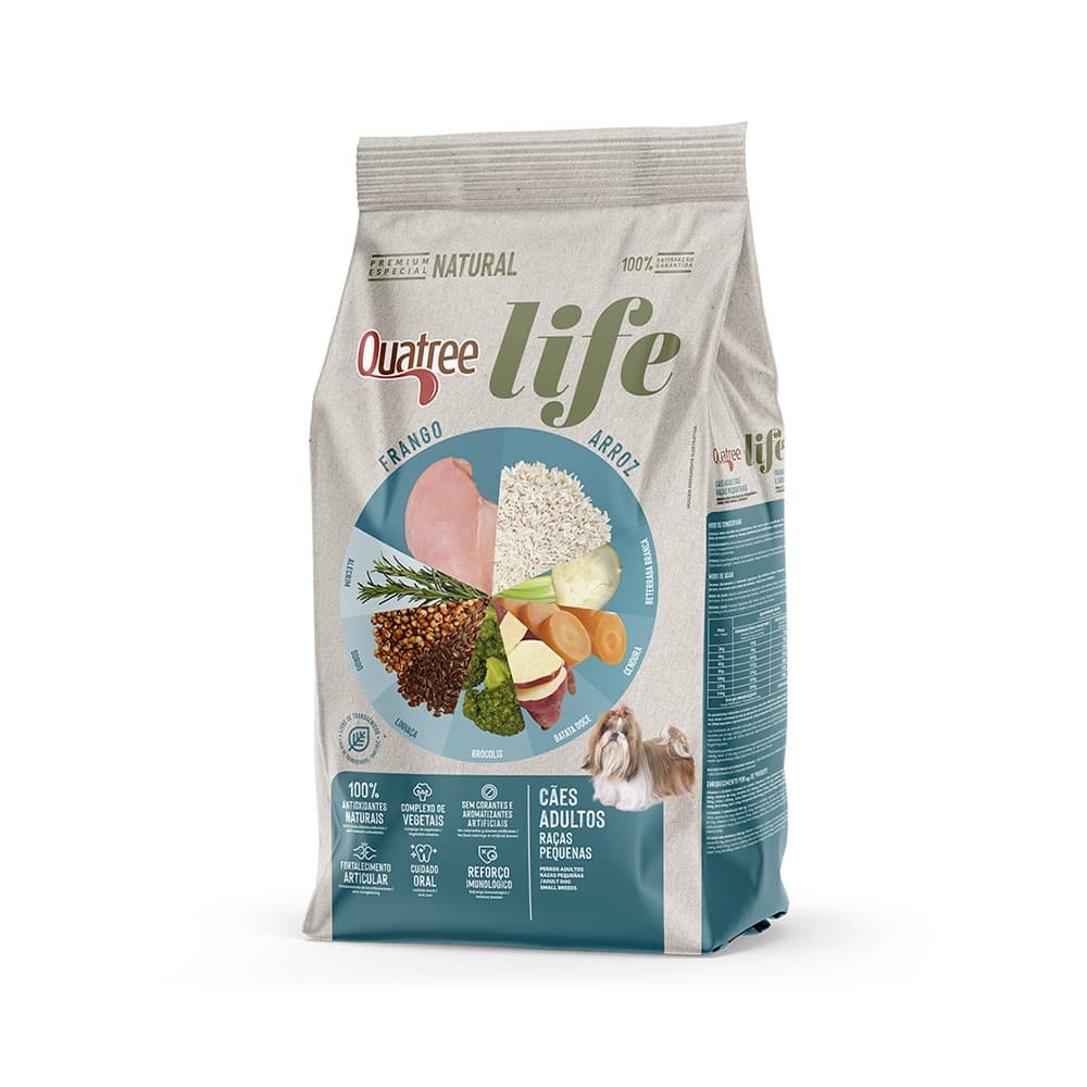 Ração Seca Quatree Life Frango e Arroz Cães Adultos Raças Pequenas 3KG