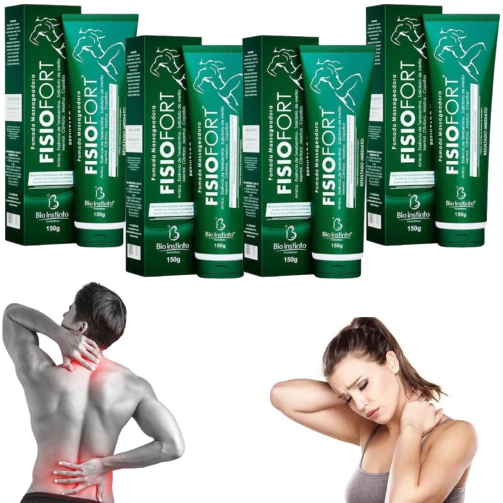Kit 4 Pomadas Fisiofort Verde Anti-Inflamatória Massagem Corporal Eficaz 150g Bisnaga