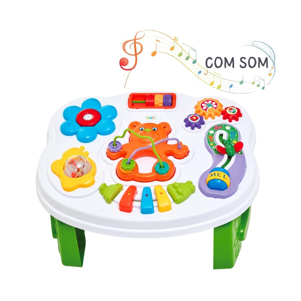 Mesinha Mesa Didática Educativa Infantil Com Som Musical Brinquedo Para Bebê Brinquedos Educacionais Para Menino Menina Crianças 2 anos Desenvolvimento Coordenação Motora