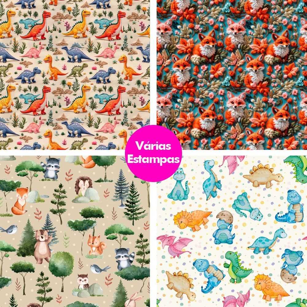 Tecido Tricoline Digital 100% Algodão 50cm x 1,50m Estampado para Patchwork