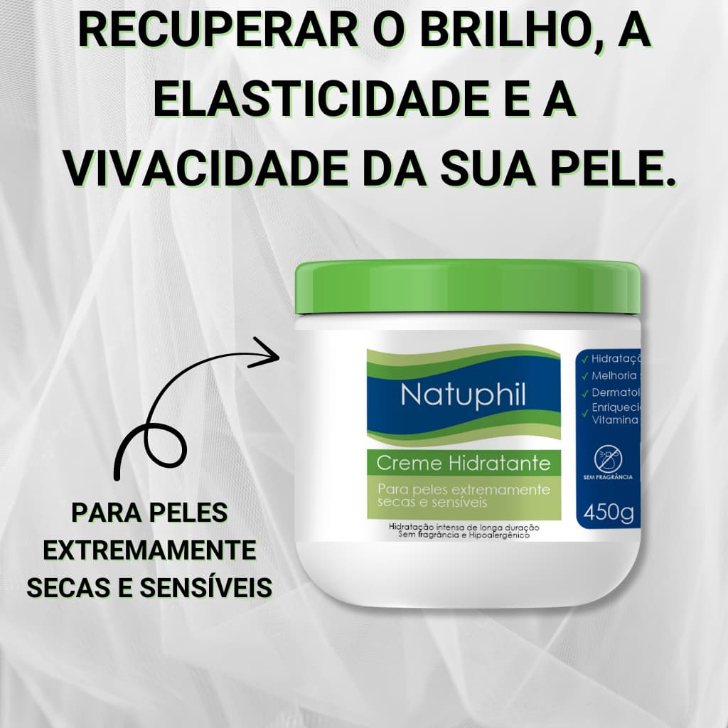 Creme Hidratante Para O Corpo Natuphil  - Hidratante Corporal Pele Seca E Sensível Natuflores - 450g