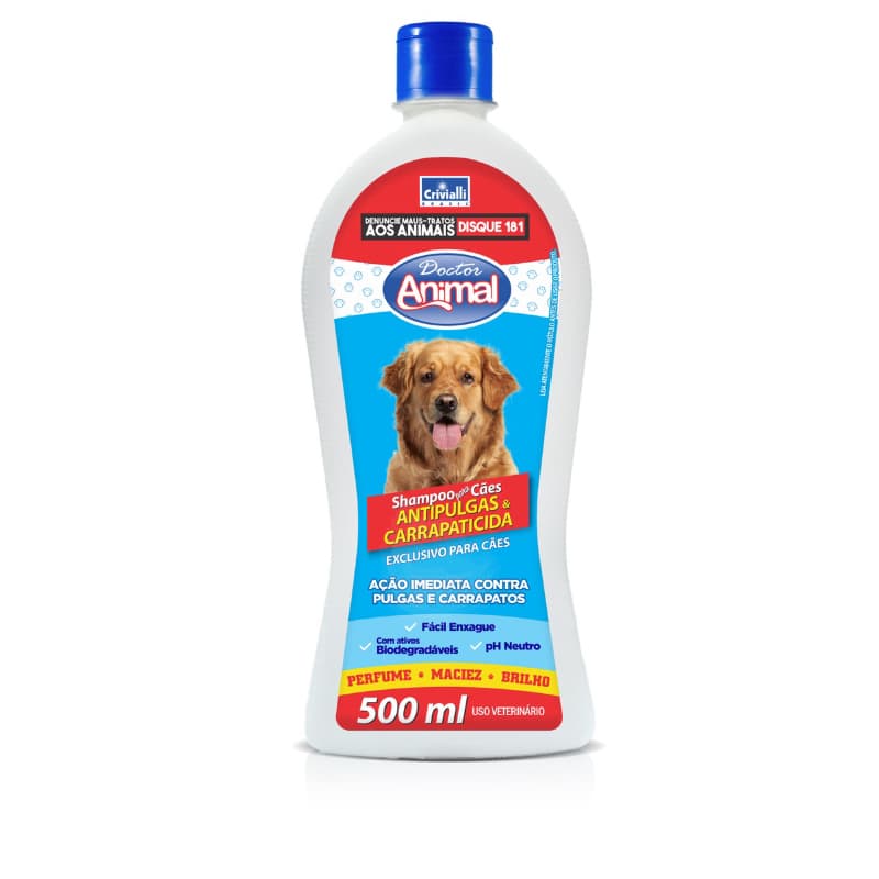 Shampoo Para Cães Cachorros Anti-Pulgas e Carrapatos 500 ml