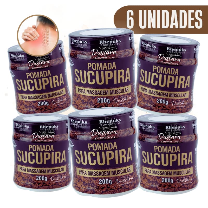 Kit c/ 6 Pomadas Para Massagem Muscular Sucupira (Extra.Forte) 200g | Rhenuks