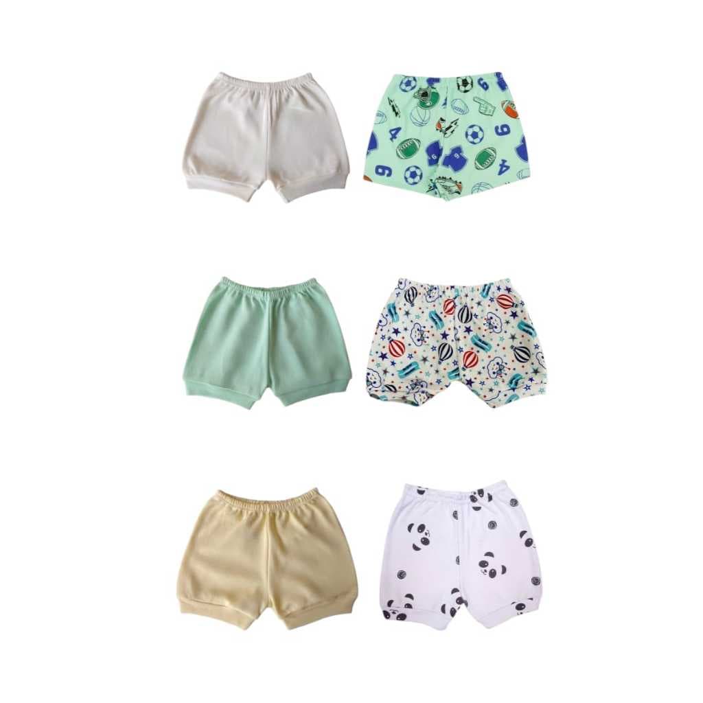 Kit 6 Peças -03 Short Estampado + 03 Shor Liso Tapa Fralda Para Bebê Estampado Malha Algodão Bermuda Roupa de Verão