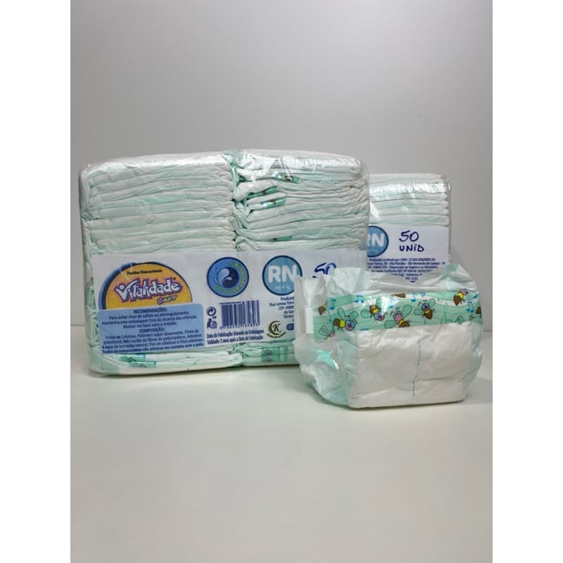 FRALDA RN RECEN NASCIDO FILME BRANCO BARATA COM 50 UNID.