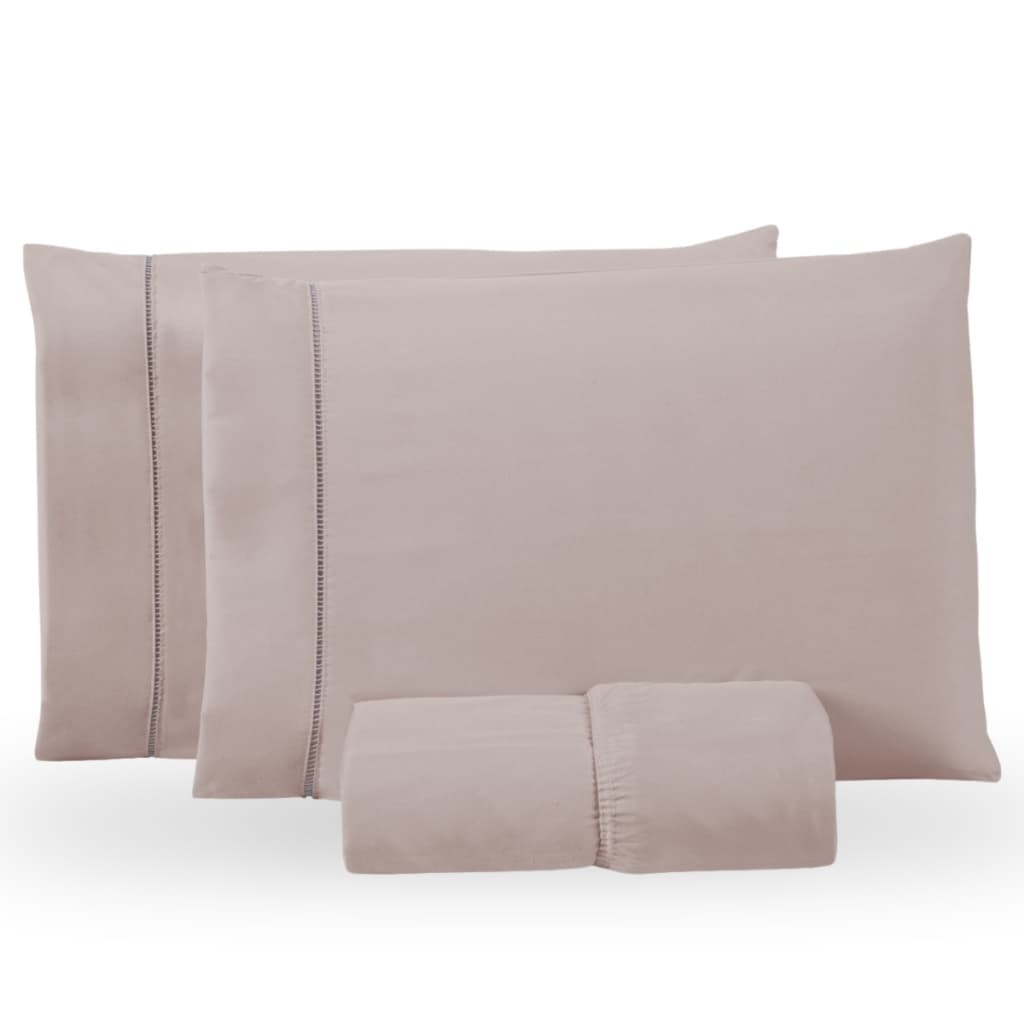 Jogo de Lençol 03 Peças 400 Fios Cama Casal Queen Ponto Palito Micropercal
