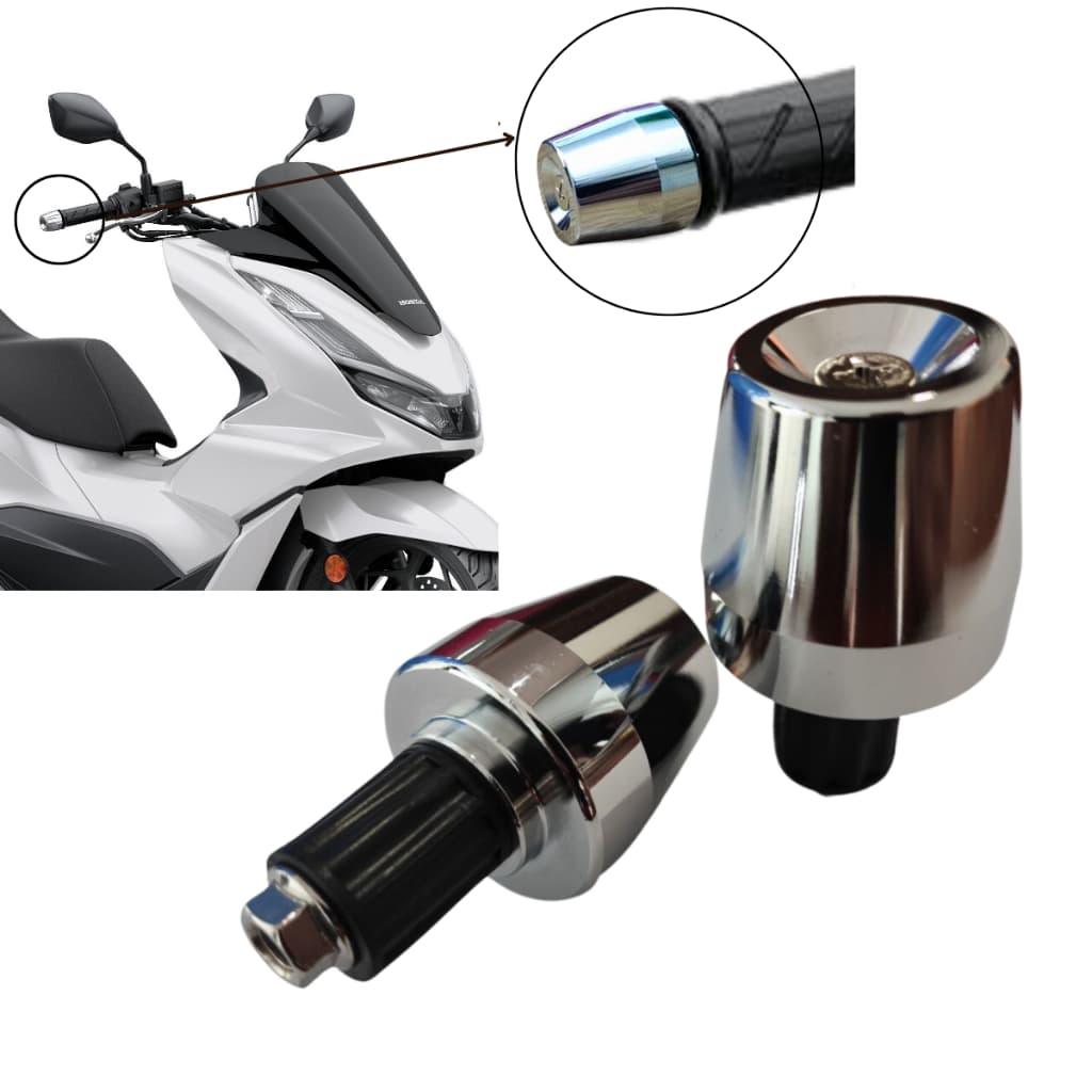 Par De Peso Pezinho De Guidao De Moto Pcx 150 Cromado + Bucha