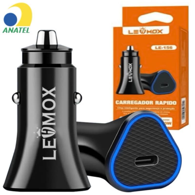 Carregador Veicular Tipo C 20W LE-156 Lehmox - Preto 👍